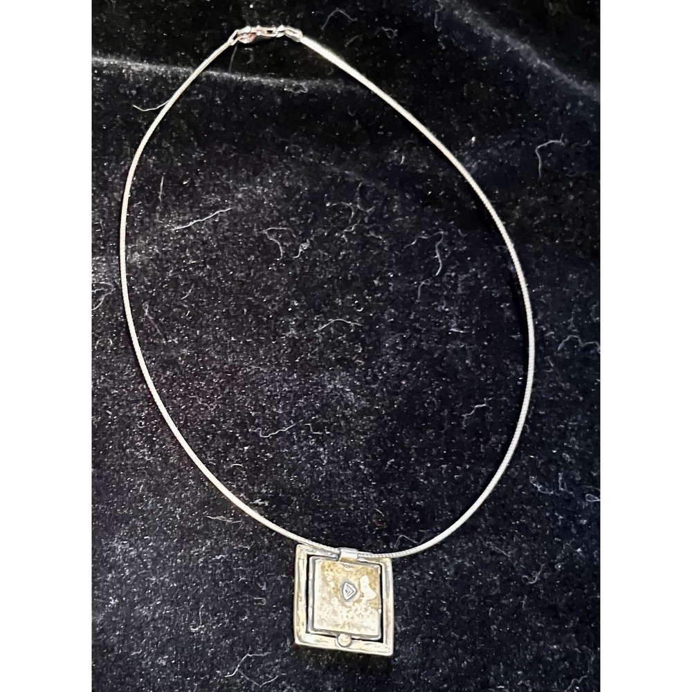 Silpada N1509 925 Sterling Silver Turquoise Square Pendant Necklace 17" Retired - Picture 6 of 7